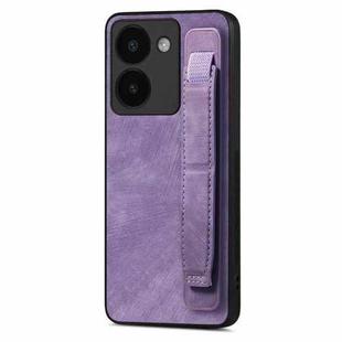 For vivo Y78 Retro Wristband Holder Leather Back Phone Case(Purple)