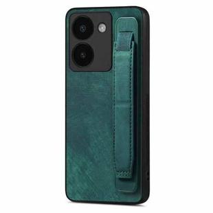 For vivo Y78 Retro Wristband Holder Leather Back Phone Case(Green)