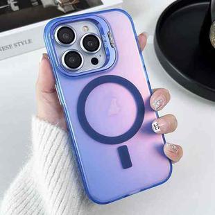 For iPhone 15 Pro MagSafe Lens Holder PC Hybrid TPU Phone Case(Blue)