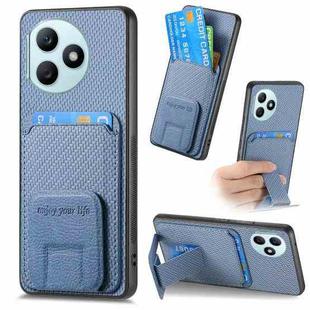 For Honor X50i+ Carbon Fiber Card Bag Fold Stand Phone Case(Blue)