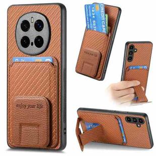 For Honor Magic7 Pro Carbon Fiber Card Bag Fold Stand Phone Case(Brown)