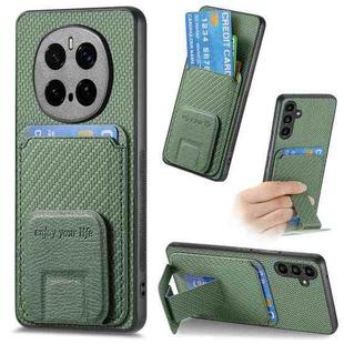 For Honor Magic7 Pro Carbon Fiber Card Bag Fold Stand Phone Case(Green)