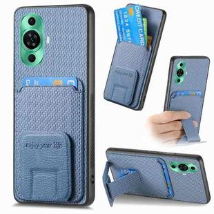 For Huawei Nova 11 Pro 4G Carbon Fiber Card Bag Fold Stand Phone Case(Blue)