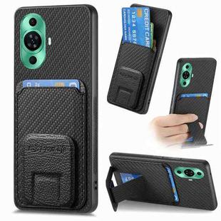 For Huawei Nova 11 Pro 4G Carbon Fiber Card Bag Fold Stand Phone Case(Black)