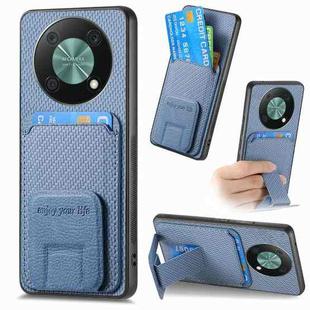 For Huawei Nova Y90/Enjoy 50 Pro Carbon Fiber Card Bag Fold Stand Phone Case(Blue)