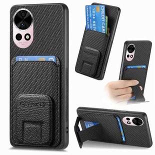 For Huawei Nova 12 Pro 5G Carbon Fiber Card Bag Fold Stand Phone Case(Black)
