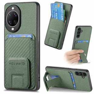 For Huawei nova 14 Pro Carbon Fiber Card Bag Fold Stand Phone Case(Green)