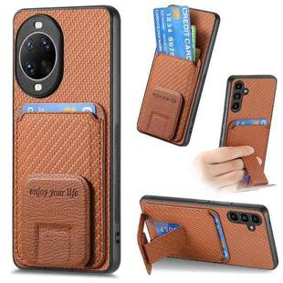 For Huawei nova 14 Ultra Carbon Fiber Card Bag Fold Stand Phone Case(Brown)