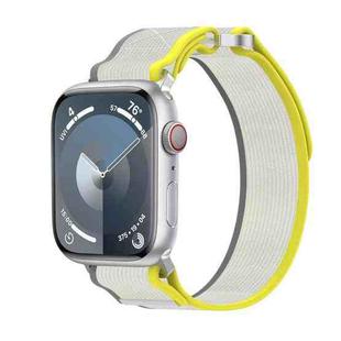 For Apple Watch SE 2023 44mm Double Hook and Loop Faster Nylon Watch Band(Yellow + Beige)