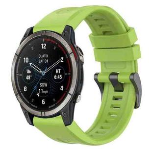 For Garmin Quatix 7 Pro Solid Color Black Buckle Silicone Quick Release Watch Band(Lime green)