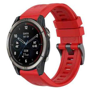 For Garmin Quatix 7 Pro Solid Color Black Buckle Silicone Quick Release Watch Band(Red)