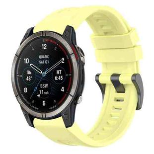 For Garmin Quatix 7 Pro Solid Color Black Buckle Silicone Quick Release Watch Band(Yellow)