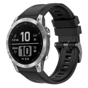 For Garmin Fenix 7 Pro Solid Color Black Buckle Silicone Quick Release Watch Band(Black)