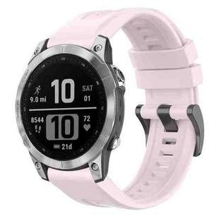 For Garmin Fenix 7 Pro Solid Color Black Buckle Silicone Quick Release Watch Band(Pink)