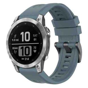 For Garmin Fenix 7 Pro Solid Color Black Buckle Silicone Quick Release Watch Band(Rock Blue)