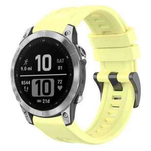 For Garmin Fenix 7 Pro Solid Color Black Buckle Silicone Quick Release Watch Band(Yellow)