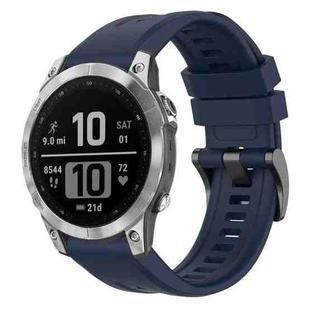 For Garmin Fenix 7 Pro Solid Color Black Buckle Silicone Quick Release Watch Band(Dark Blue)