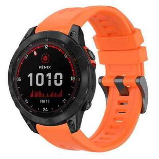 For Garmin Fenix 7 Solar / Sapphire Solar Solid Color Black Buckle Silicone Quick Release Watch Band(Orange)