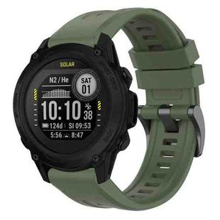 For Garmin Descent G1 / G1 Solar Solid Color Black Buckle Silicone Quick Release Watch Band(Dark Green)