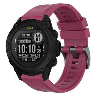 For Garmin Descent G1 / G1 Solar Solid Color Black Buckle Silicone Quick Release Watch Band(Wine Red)