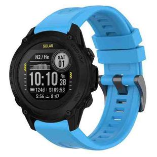 For Garmin Descent G1 / G1 Solar Solid Color Black Buckle Silicone Quick Release Watch Band(Sky Blue)