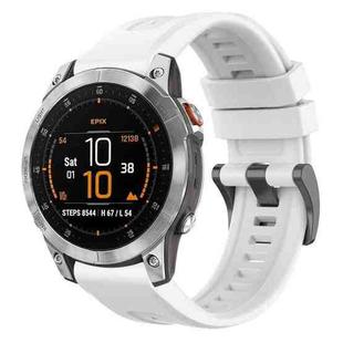 For Garmin Epix Gen2 / Epix Pro Gen2 47mm Solid Color Black Buckle Silicone Quick Release Watch Band(White)