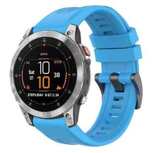 For Garmin Epix Gen2 / Epix Pro Gen2 47mm Solid Color Black Buckle Silicone Quick Release Watch Band(Sky Blue)