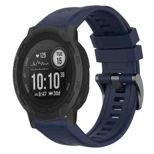 For Garmin Instinct 2 / Instinct Solid Color Black Buckle Silicone Quick Release Watch Band(Dark Blue)