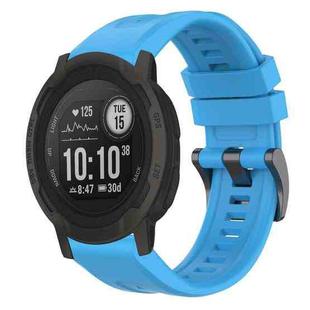 For Garmin Instinct 2 / Instinct Solid Color Black Buckle Silicone Quick Release Watch Band(Sky Blue)