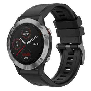 For Garmin Fenix 6 GPS Solid Color Black Buckle Silicone Quick Release Watch Band(Black)
