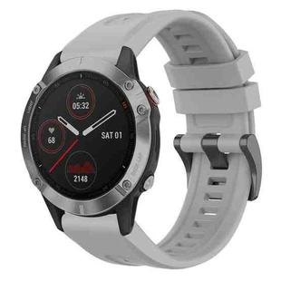 For Garmin Fenix 6 GPS Solid Color Black Buckle Silicone Quick Release Watch Band(Gray)