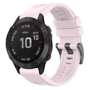 For Garmin Fenix 6 Pro GPS Solid Color Black Buckle Silicone Quick Release Watch Band(Pink)