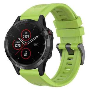 For Garmin Fenix 5 / Fenix 5 Plus Solid Color Black Buckle Silicone Quick Release Watch Band(Lime green)