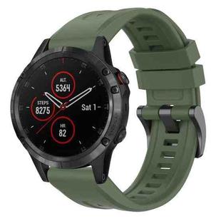 For Garmin Fenix 5 / Fenix 5 Plus Solid Color Black Buckle Silicone Quick Release Watch Band(Dark Green)