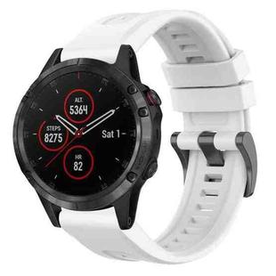 For Garmin Fenix 5 / Fenix 5 Plus Solid Color Black Buckle Silicone Quick Release Watch Band(White)