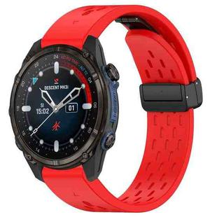 For Garmin Descent MK3i 43mm 20mm Holes Magnetic Folding Buckle Silicone Watch Band(Red)