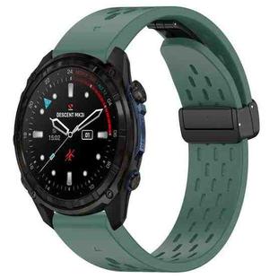 For Garmin Descent MK3i / MK3 51mm 26mm Holes Magnetic Folding Buckle Silicone Watch Band(Dark Green)