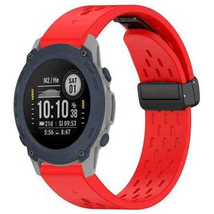 For Garmin Descent G1 22mm Holes Magnetic Folding Buckle Silicone Watch Band(Red)