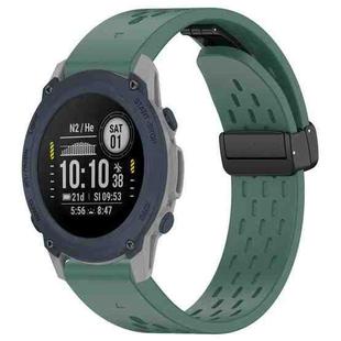 For Garmin Descent G1 22mm Holes Magnetic Folding Buckle Silicone Watch Band(Dark Green)