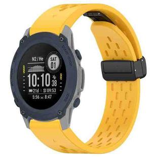 For Garmin Descent G1 22mm Holes Magnetic Folding Buckle Silicone Watch Band(Yellow)