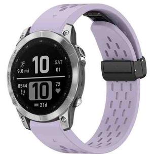 For Garmin Fenix 7 / Fenix 7 Pro 22mm Holes Magnetic Folding Buckle Silicone Watch Band(Purple)