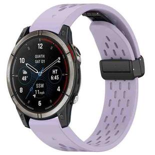 For Garmin Quatix 7 Pro 22mm Holes Magnetic Folding Buckle Silicone Watch Band(Purple)