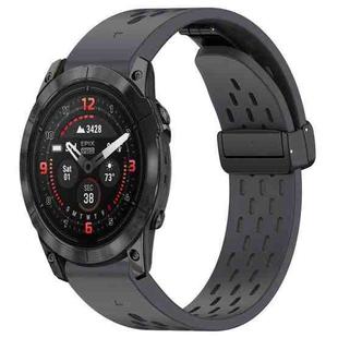 For Garmin Epix Pro 51mm Holes Magnetic Folding Buckle Silicone Watch Band(Dark Gray)