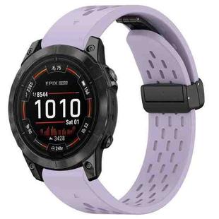 For Garmin Epix Pro 47mm 22mm Holes Magnetic Folding Buckle Silicone Watch Band(Purple)