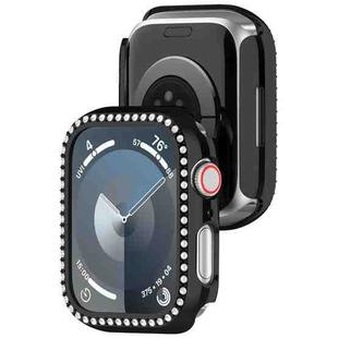 For pple Watch Series 9 41mm Diamond Hollow PC Watch Case(Black)