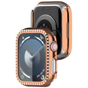 For Apple Watch SE 2022 44mm Diamond Hollow PC Watch Case(Rose Gold)