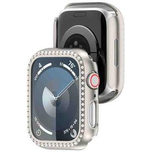For Apple Watch Series 6 44mm Diamond Hollow PC Watch Case(Starlight)