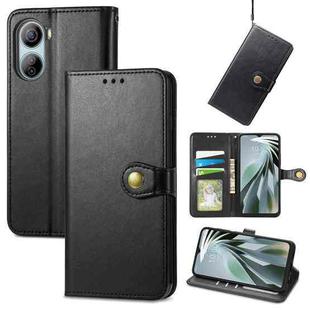 For ZTE Libero 5G IV Retro Solid Color Buckle Leather Phone Case(Black)