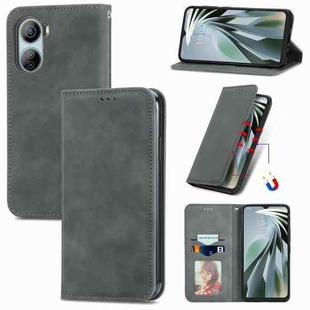 For ZTE Libero 5G IV Retro Skin Feel Magnetic Leather Phone Case(Grey)