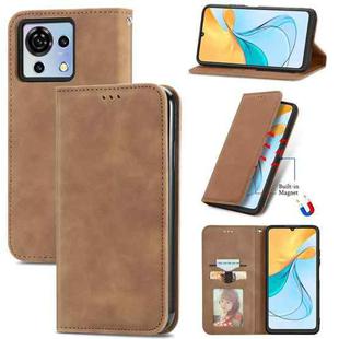 For ZTE Blade V50 Vita Retro Skin Feel Magnetic Leather Phone Case(Brown)